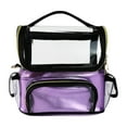 thumbnail image 1 of Bolsa para brochas de maquillaje de gran capacidad, impermeable, con divisor ajustable, portátil, con asa, bolsa organizadora de maquillaje de viaje Púrpura, 1 of 8
