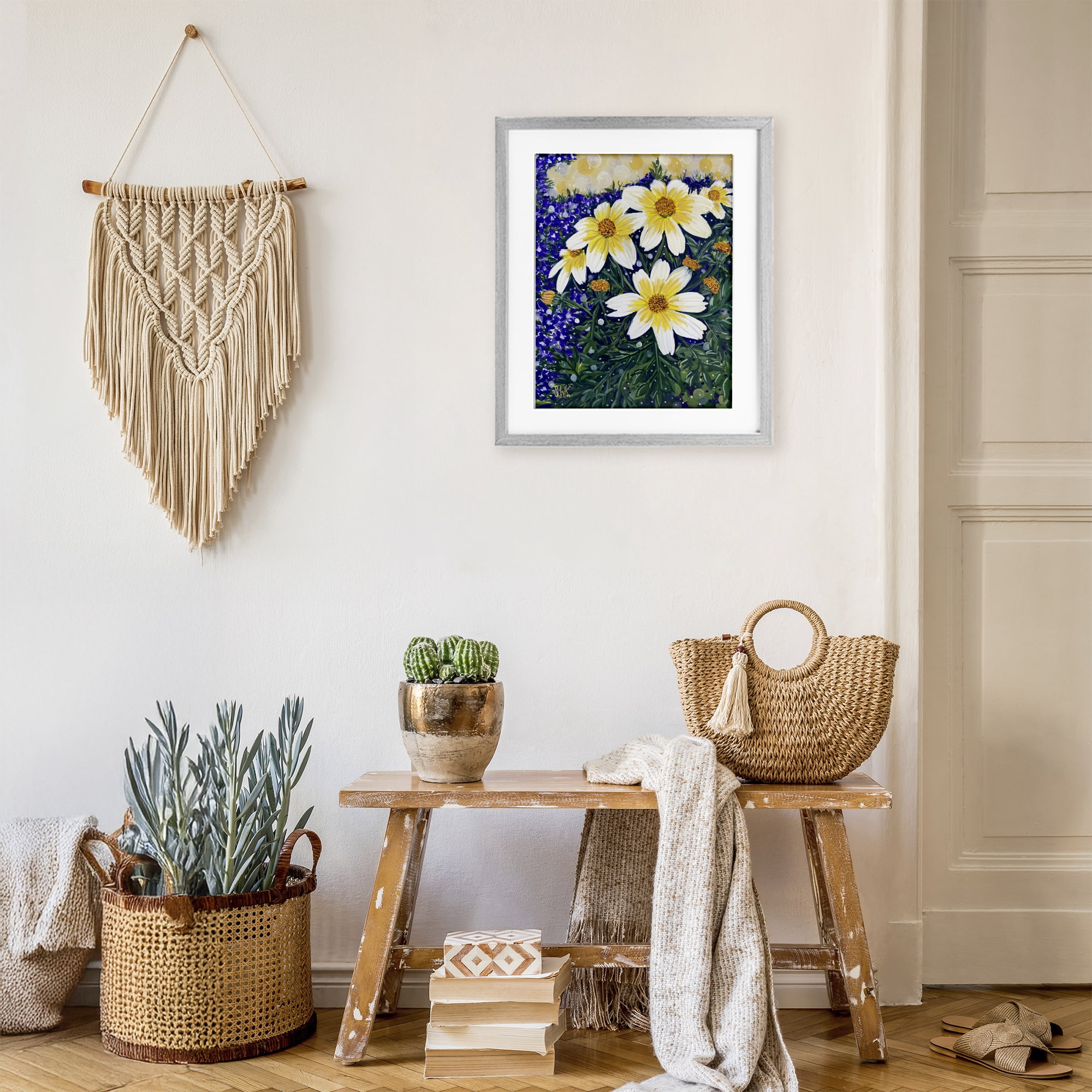 Stupell Industries Summer Garden Cosmos Gray Framed Print Under Glass, design by Sarah Waldron Kimball