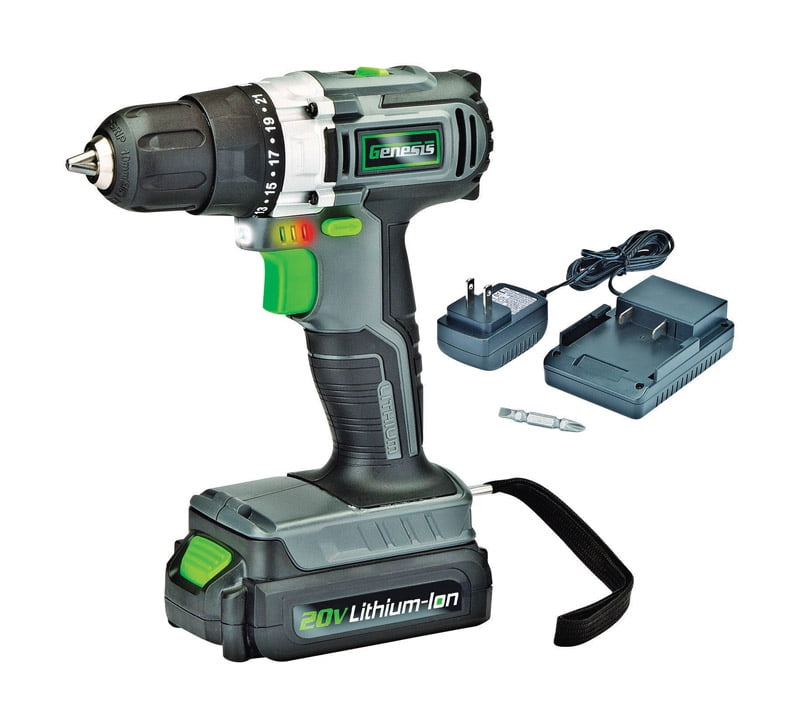 Genesis 20 Volt Cordless Compact Drill Driver 3 8 1300 Rpm Walmart Com Walmart Com