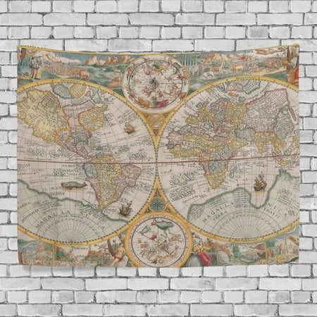 MYPOP Old Vintage World Map Tapestry Wall Decor Living