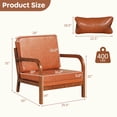 thumbnail image 3 of Gymax 2PCS Faux Leather Upholstered Armchair w/ Lumbar Pillow Removable Back Brown, 3 of 10