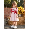 thumbnail image 6 of BemeyourBBs Toddler Baby Girl Back to School Dress Kids Kindergarten Outfits Little Baby Girl Gingham Plaid Summer Dress Puff Short Sleeve Letters Embroidered Doll Collar Casual A Line Dress, 6 of 9