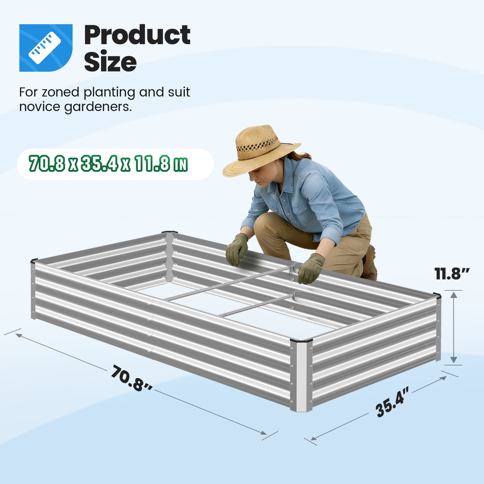 Quictent 2Pcs 6x3x1 ft Galvanized Raised Garden Bed with Tomato