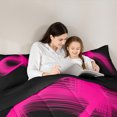 thumbnail image 5 of Manfei Pink Black Bedding Comforter Set 2pcs, Modern Abstract Art Twin Comforter Sets, Geometric Line Stripe Bedding Set, Super Cozy Room Decor, 5 of 8
