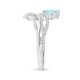 thumbnail image 3 of ANGARA Natural Aquamarine and Diamond Bypass Ring with Leaf Motif in 14K White Gold for Women (Size-7x5mm) | March Birthstone, Birthday, Anniversary, Jewelry Gift for Women | Natural Aquamarine Ring, 3 of 10
