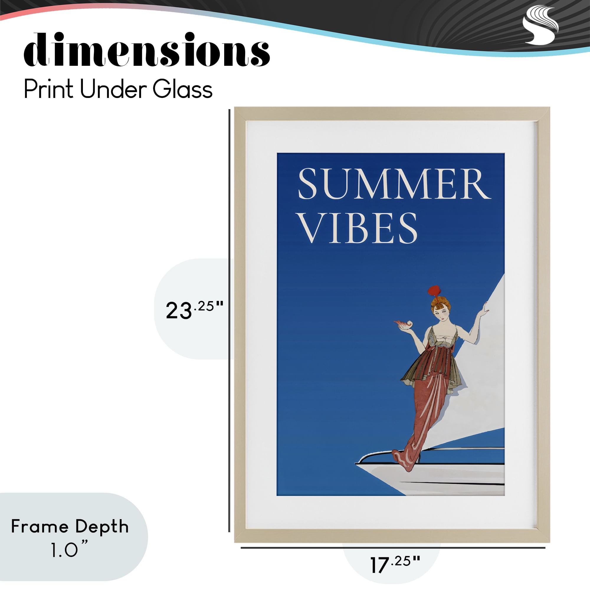 Stupell Industries Summer Vibes Vintage Yacht Birch Framed Print Under Glass, design by Creative Studio
