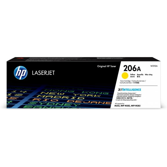 HP 206A Yellow Original LaserJet Toner Cartridge, ~1,250 pages, W2112A