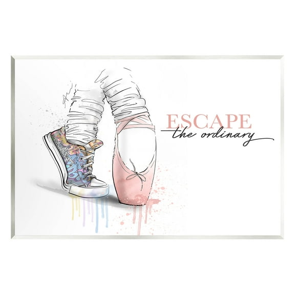 Stupell Industries Escape The Ordinary Ballet Shoe Graphic Art Unframed Art Print Wall Art, Design by Alison Petrie