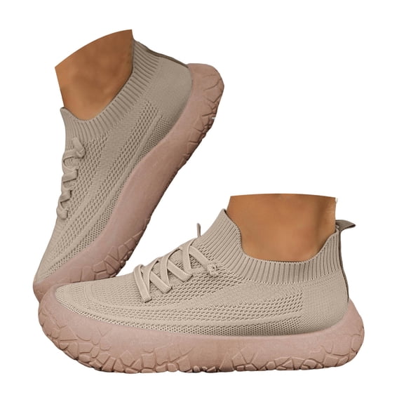 Women's Barefoot ShoesTennis Zero Drop Minimalist Slip on Breathable Dress Sneakers for Outdoor Walking Casual Travel Khaki Size 5.5