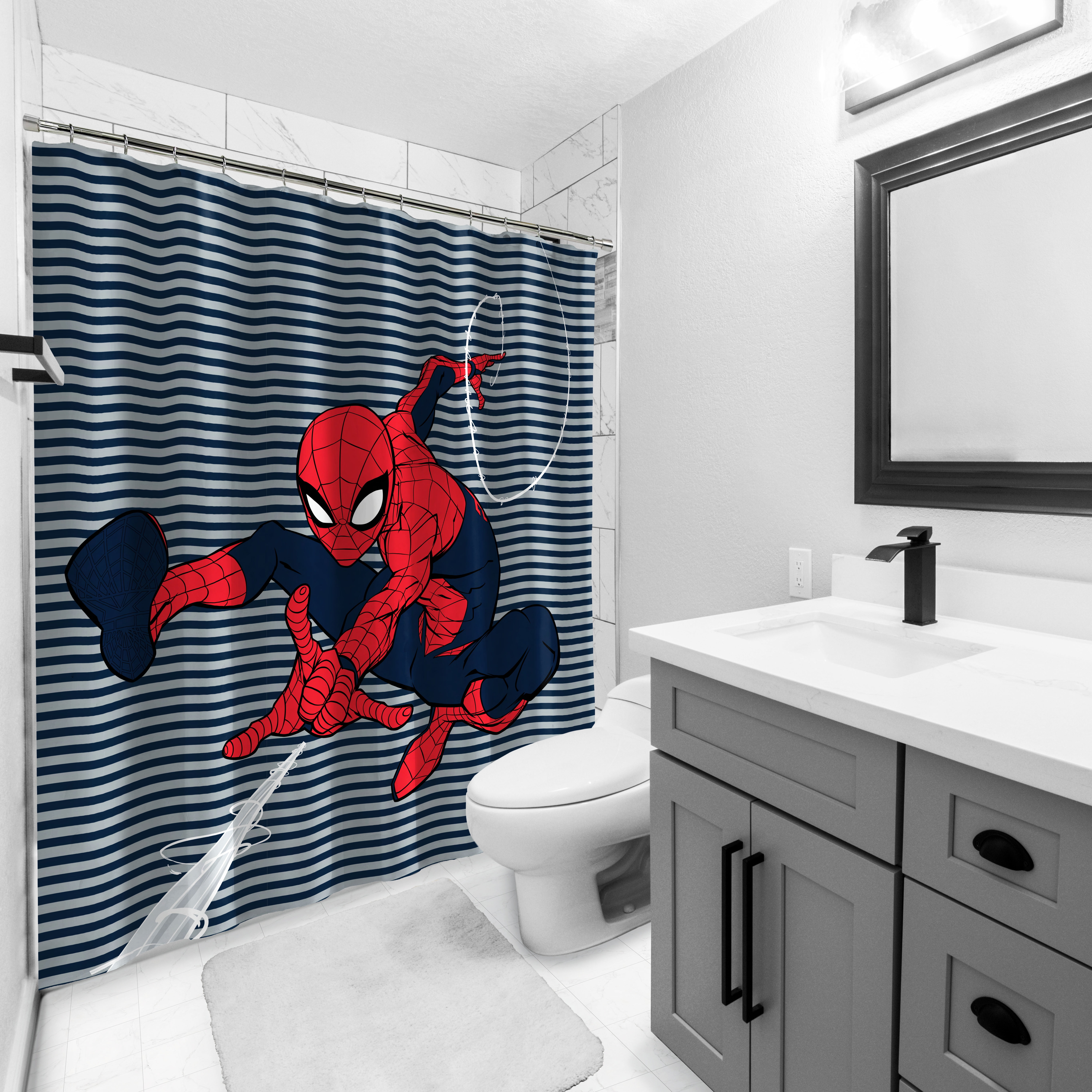 Marvel Spider-Man Spiderman Fabric Shower Curtain 72" x 72" NEW 