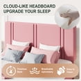 thumbnail image 3 of Amolife King Bed Frame, Platform Bed with Upholstered Velvet Adjustable Headboard, Wooden Slats, Easy Assembly, Pink, 3 of 9