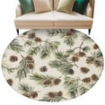 thumbnail image 2 of Round Area Rug 6 Ft, Sage Green Christmas Washable Non-Slip Circle Carpet for Living Room/Bedroom, Rustic Pine Cones Xmas Botanical Low-Profile Indoor Mats Collection Rugs for Residential, 2 of 7
