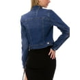 thumbnail image 5 of Made by Olivia Women's Classic Lightly Distressed Button Down Denim Crop Jean Jacket, 5 of 6