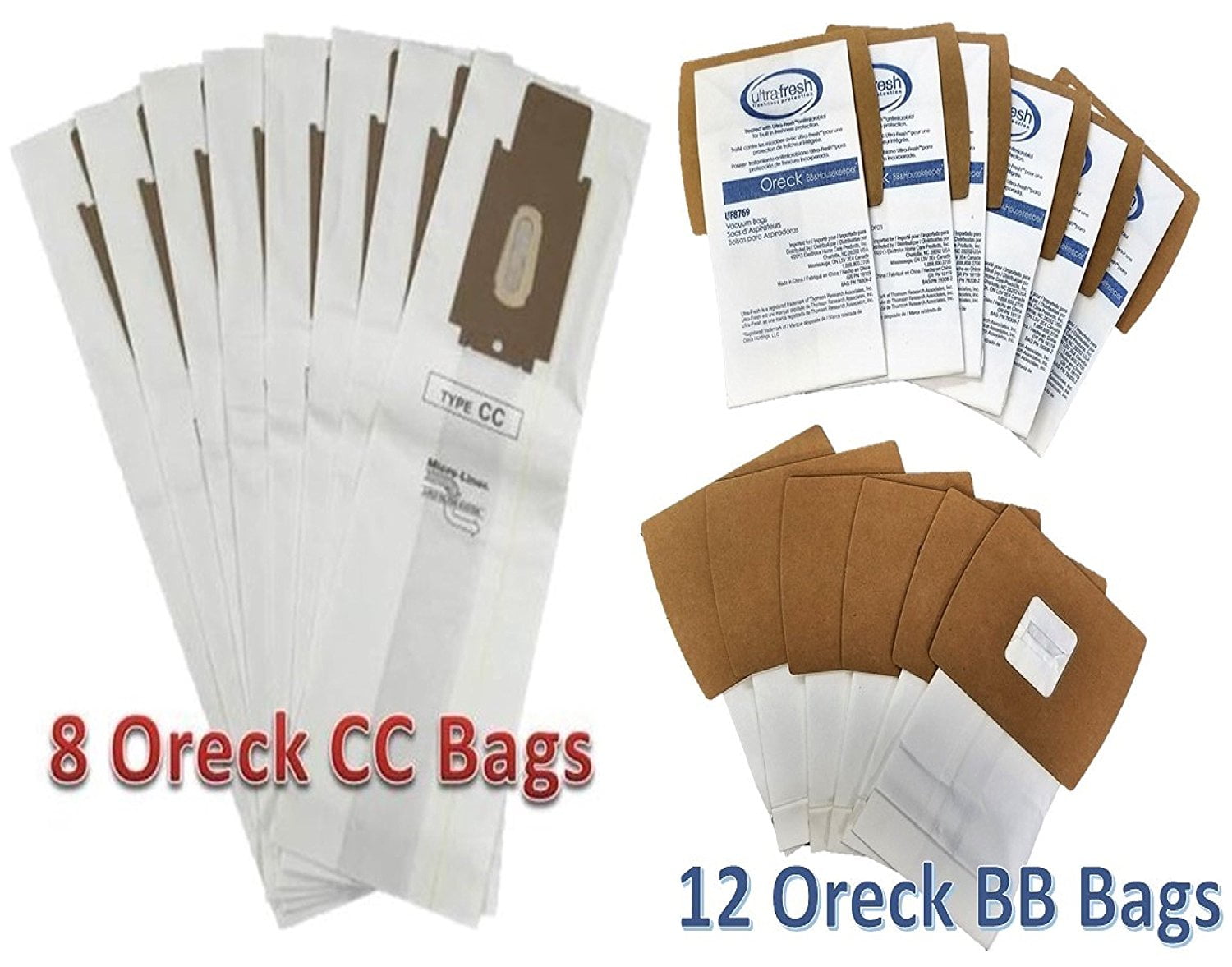 Vacuum Paper Bags Part PKBB12OF 12Pk Oreck Buster B Charcoal Odor Fighting 