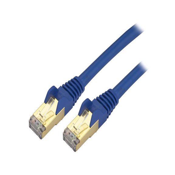 StarTech 9ft CAT6a Ethernet Cable - 10 Gigabit Shielded Snagless RJ45 100W PoE Patch Cord - 10GbE STP Network Cable with Strain Relief - Blue - UL, TIA  (C6ASPAT9BL)
