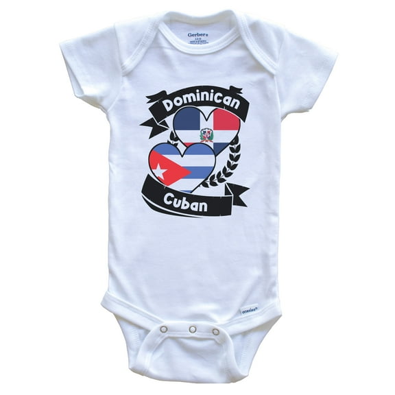 Dominican Cuban Heart Flags Dominican Republic Cuba Baby Bodysuit, 0-3 months white