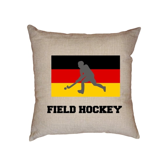 Germany Olympic - Field Hockey - Flag - Silhouette Decorative Linen Throw Cushion Pillow Case with Insert