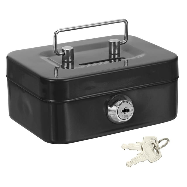 Caja de Dinero Pequeña, Caja Fuerte Mini, Caja de Ahorro de Dinero con Llaves para Efectivo, Relojes, Joyas y Objetos Personales, Negra