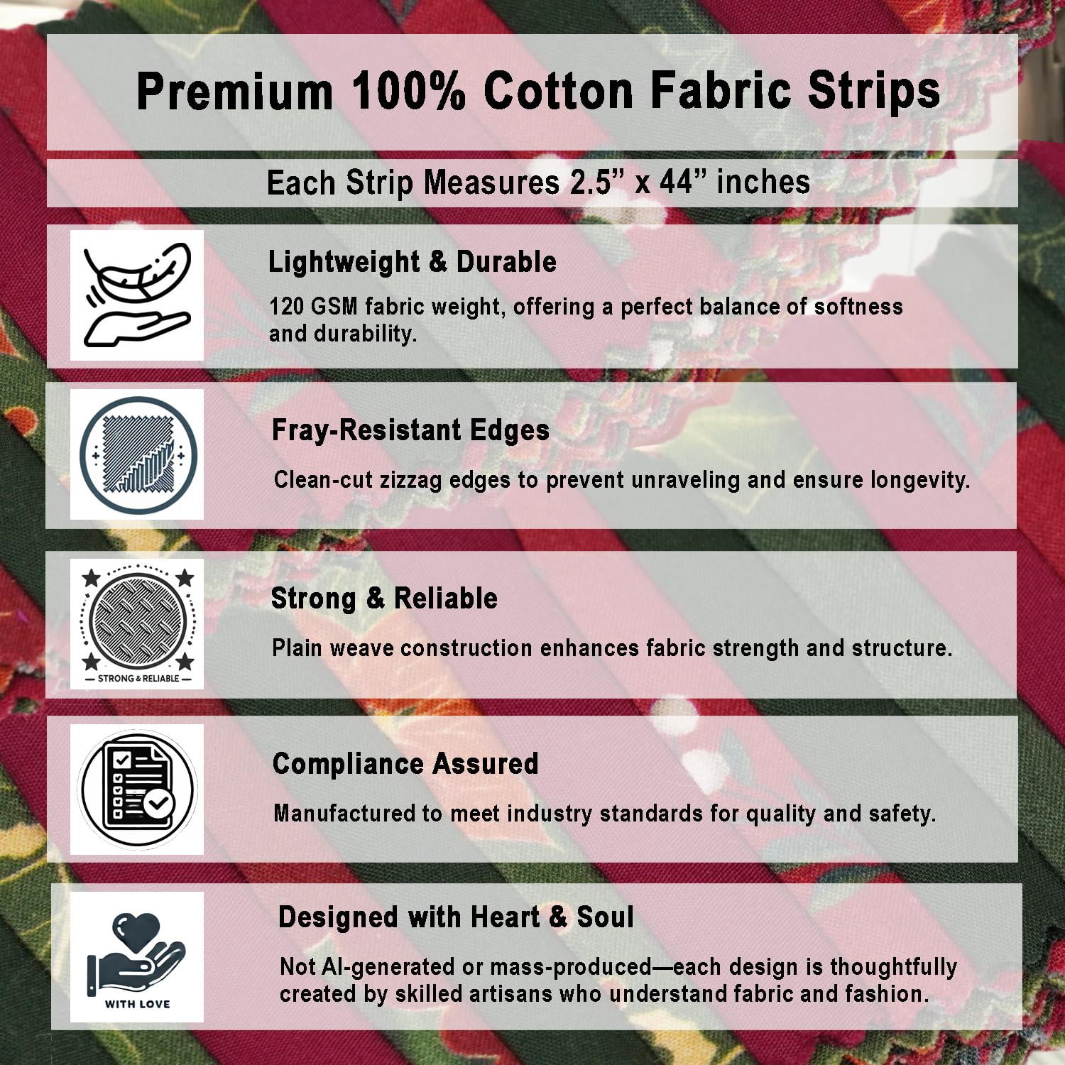 Soimoi Jelly Roll Fabrics for Quilting 40 Strip 2.5" Cotton Strips Bundles, Perfect Quilting Fabric for Craft Project, Cotton Strips for Home Decor, Blanket, Rugs - Holly & Hearth