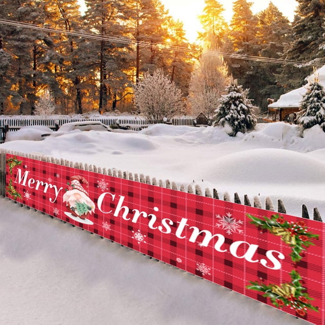 Large Christmas Yard Banner for Outdoor Decoration 98.42x19.68 in Porch Trim Festive Design with Easy Assembly Durable Polyester Fabric Suitable for Walls Trees Parties Creates Cheerful