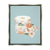 Stupell Industries Spring Floral Print Toilet Paper over Blue Luster Gray Framed Floating Canvas Wall Art, 16x20, by Loni Harris