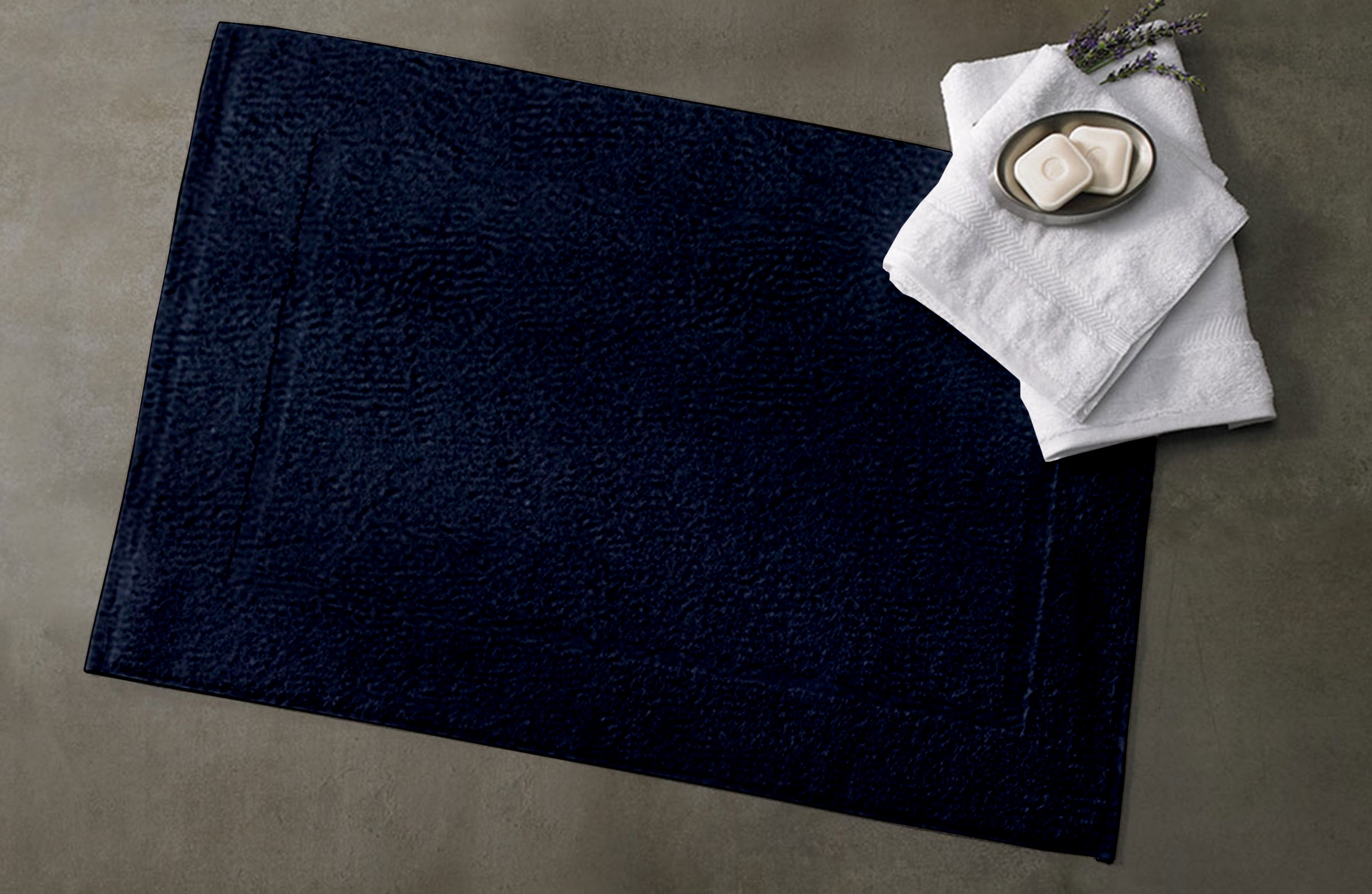 Organic Cotton Feather Touch Quick Dry 650 GSM Bath Mat, Insignia Blue 20"X33"
