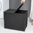 thumbnail image 1 of YIMWNYI Foldable Dirty Clothes Basket, Plastic Laundry Basket, Durable Storage with Divider, Space-Saving Design, Odor-Proof Wicker Style, Home Organization Solution, 1 of 6