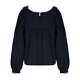 thumbnail image 4 of ClodeEU Women's V Neck Long Sleeve Ruffled Blouse,Casual Loose Fit Boho Tunic Shirt Black,Women's Plus XS, 4 of 6