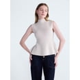 thumbnail image 2 of Scoop Women's and Women's Plus Sleeveless Mock Neck Peplum Sweater Tank, Sizes XS-4X, 2 of 5