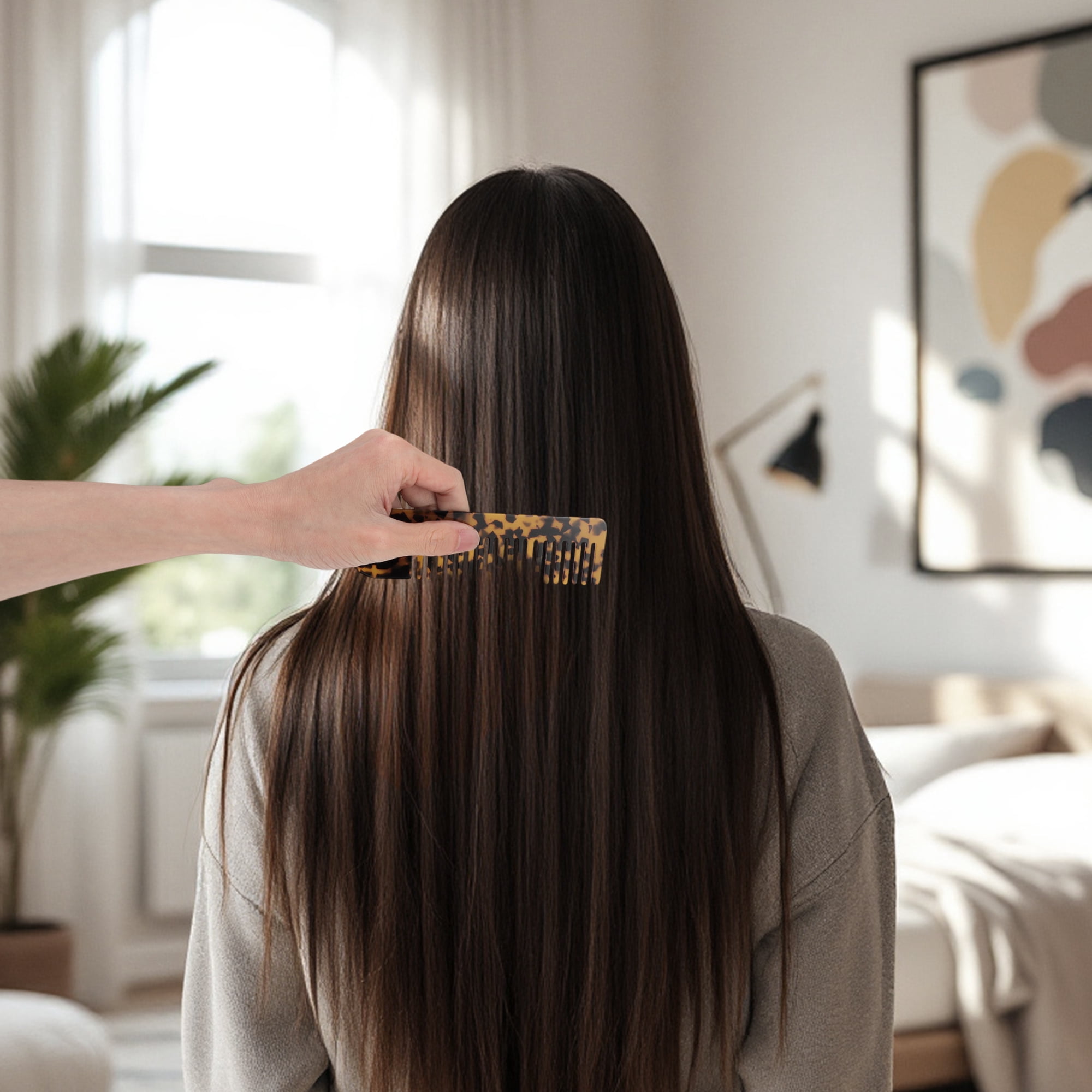Unique Bargains 1 Pc Exquisite Marble Pattern Hair Comb for All Hair Types Brown