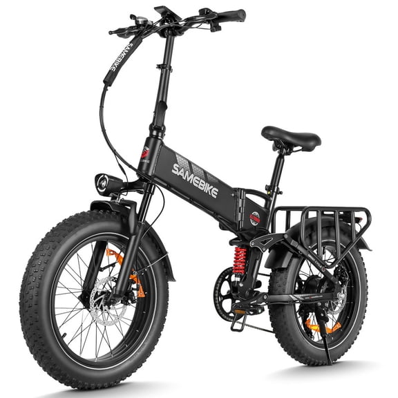SAMEBIKE 749w Folding Electric Bike for Adults, 48V 15Ah Removable Battery E-Bike, Up to 70 Miles Range, 20" x 4.0 Fat Tire Electric Mountain Bike with Dual Suspension, 7-Speed Commuter Bicycle