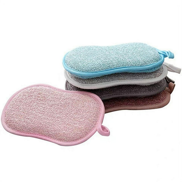 Jinsinto Set of 8 Washable Dishwashing Sponge The Kitchen Antibacterial Reusable Microfiber Scouring Pads Double Sponge Sponge for Nonstick Pots Pans Pots(Random Random Color)