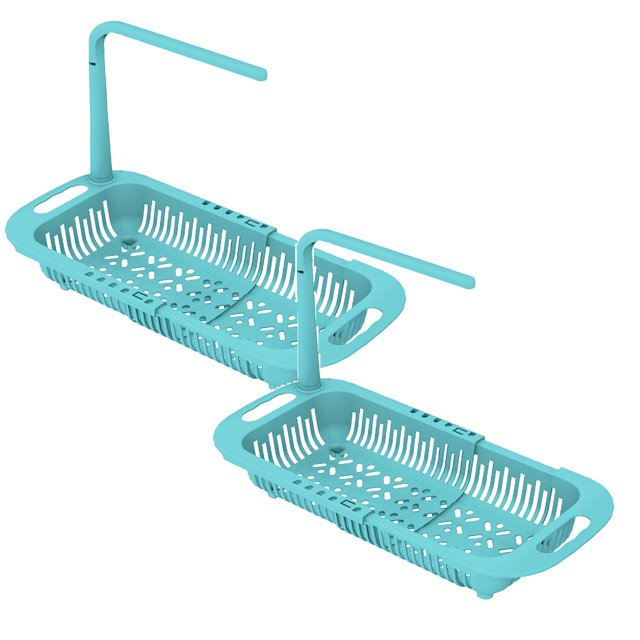 Oleegame 2PC Shower Soap Dish With Hook Adjustable To Fit Any Size Sink Large Capacity Storage Retractable Sink Storage Rack Towel Rack Blue