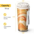 thumbnail image 4 of 18oz Travel Coffee Mug, 316 Stainless Steel Vacuum Insulated Tumbler with 2-in-1 Straw Lid & Strap, Liquid & Marble Print, 4 of 6