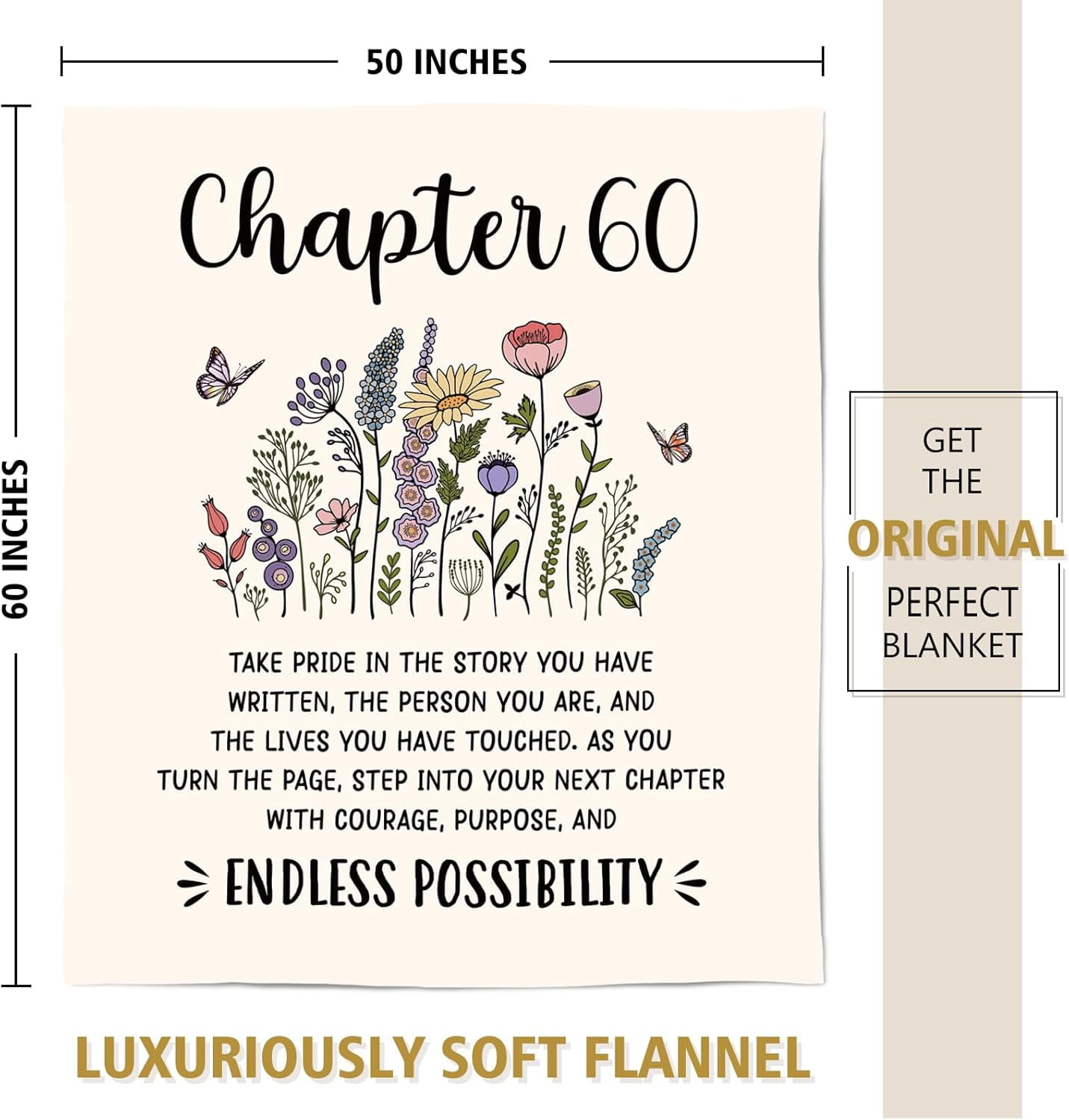 60th Birthday Gifts for Women, Chapter 60 Birthday Blanket, 60 Year Old Bday Gift for Woman, Friend, Sister, Mom, 1965, 60th Birthday Decorations, Turning 60 Throw Blankets