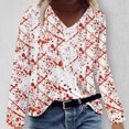 thumbnail image 2 of Mujeres Tallas grandes Casual Cuello en V Suelto Impreso Manga larga Tops Mujer Blusa Fridja  fjkfkj4178, 2 of 5