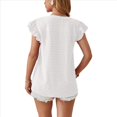 thumbnail image 3 of Blusa de Mujer con Cuello en V y Mangas con Volantes, Holgada, Elegante, Informal, , para Verano, Color , Talla XXL, 3 of 10