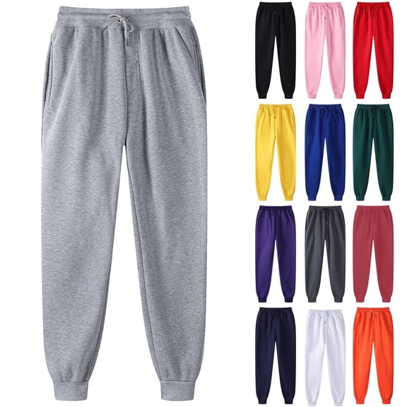 Men's Jogger Sweatpants Plus Size Hip Hop Fleece Lined Drawstring Pockets Casual Winter Long Pants, Gray-S