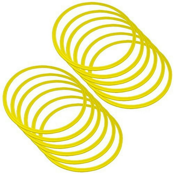 Speed & Agility Training Rings ~ Set of 12 ~ 15" inch ~ Yellow ~ For Training Drills in Coordination, Agility, Speed ~ Premium Adjustable Spacing