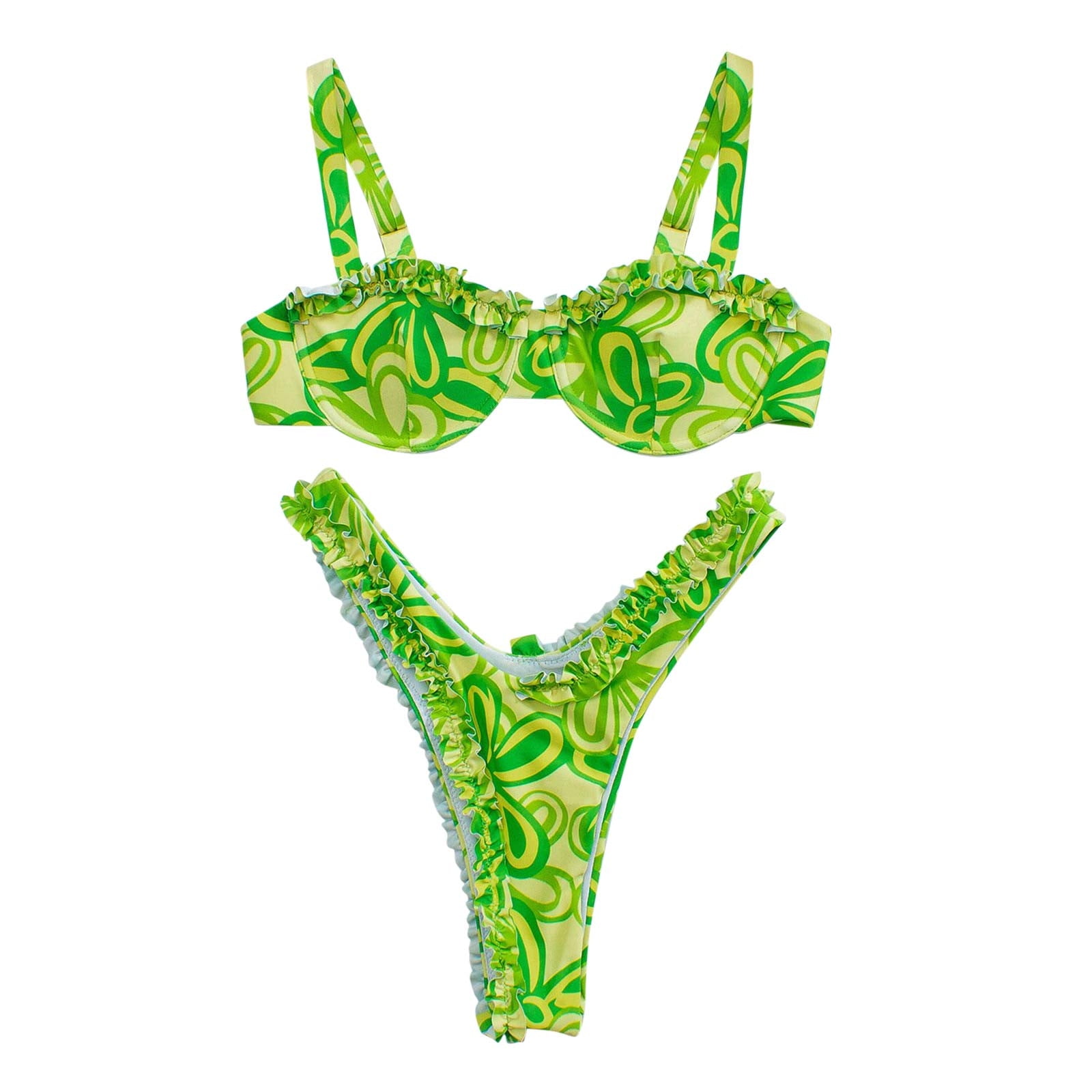 Lovskoo Cute Bikinis for Women 2 Piece Swimsuit With Bra Pad No Steel