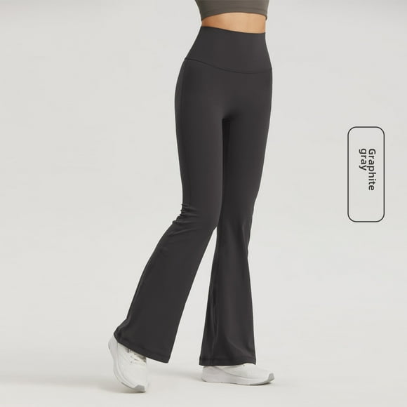 Women's High-Waisted Wide-Leg Yoga Pants in Graphite Grey - Stretchy One Size (80-140 lbs) with NULS FREE Liner, Slimming & Tummy Control, Breathable Jacquard-Nylon Blend for Workout, Fitness & Daily