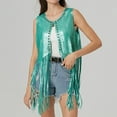 thumbnail image 2 of APEXFWDT Sequin Fringe Vest Jackets for Women Sparkly Shiny Glitter Tops Cowgirl Disco Tassel Cardigan Sleeveless Western Outfit Mint Green S, 2 of 4