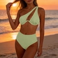 thumbnail image 2 of Cxenplz Women's High Waisted Bikini Set One Shoulder 2 Piece Bathing Suit Cut Out Swimsuits, 2 of 8
