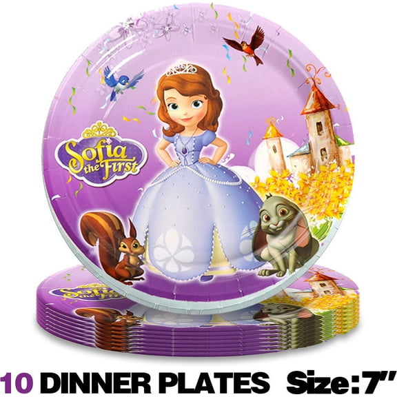 10PCS Sofia Birthday Paper Plates Party Supplies Tableware Disposable Dinnerware