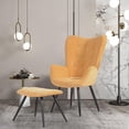 thumbnail image 4 of Homycasa Wingback Accent Chair with Ottoman Set, Yellow, 4 of 7