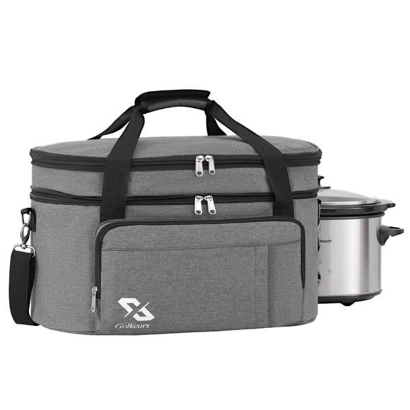 Golkcurx - Bolsa de cocción lenta de doble capa para ollas ovaladas de 6 a 8 cuartos y modelos Hamilton Beach, con correa ajustable acolchada, compartimento superior con cierre