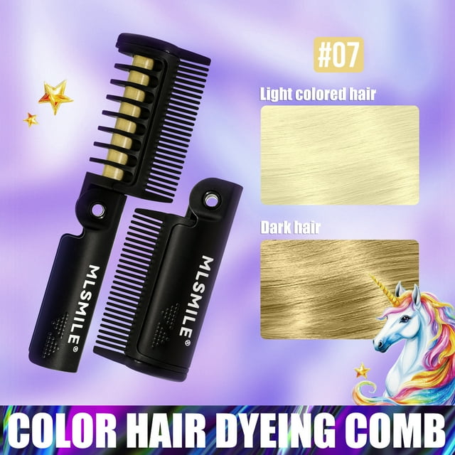 Peine desechable colorido para teñir el cabello, plegable, 12 colores, temporal, 4,2 g, color peludo