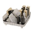 thumbnail image 2 of Organisateur de Maquillage de Vanité Portable, Organisateur en Plastique Incassable avec Design Rayé et Fond Antidérapant, Plusieurs Compartiments pour les Rouges à Lèvres, Bijoux, Petits Essentiels, 2 of 8