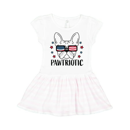 

Inktastic Pawtriotic with French Bulldog in American Flag Sunglasses Gift Toddler Girl Dress