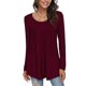 thumbnail image 3 of Top De Mujer, Blusa De Manga Larga Con Volantes De Color Puro De Poliéster Elástico Para Mujer, Cuello Redondo Para El Trabajo ANGGREK No, 3 of 5